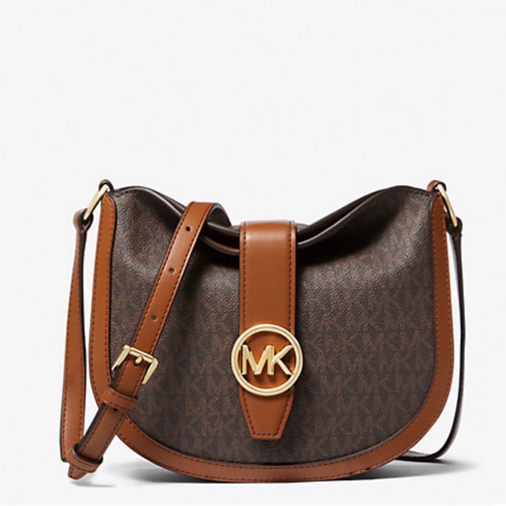 Michael Kors Gabby Small Flapover Hobo Crossbody Brown MK NWT